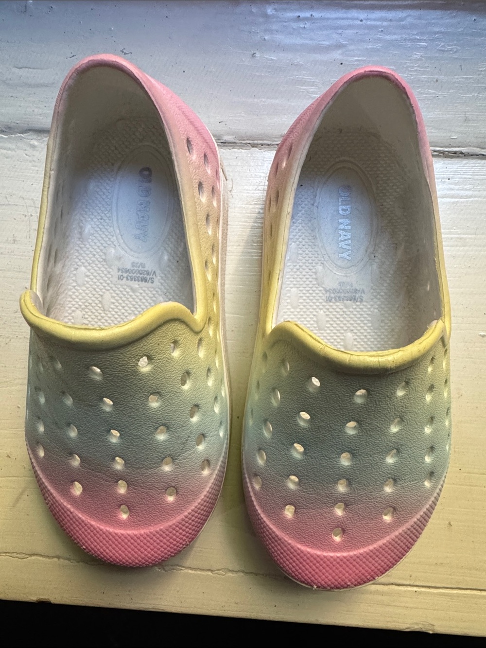 Old Navy Kids Gradient Slip-On Water Shoes - Pink, Yellow, Blue